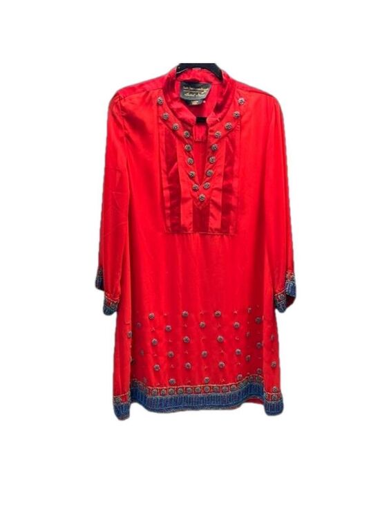 Soft Surroundings Tops - Soft Surroundings Label Noir Casablanca Red Beaded Hippie Tunic Size Lar…